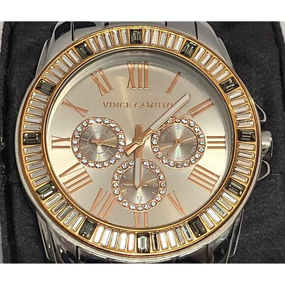 Vince Camuto Swarovski Crystal Bracelet Watch Silver-Tone Women’s Multi-Function - Picture 4 of 14